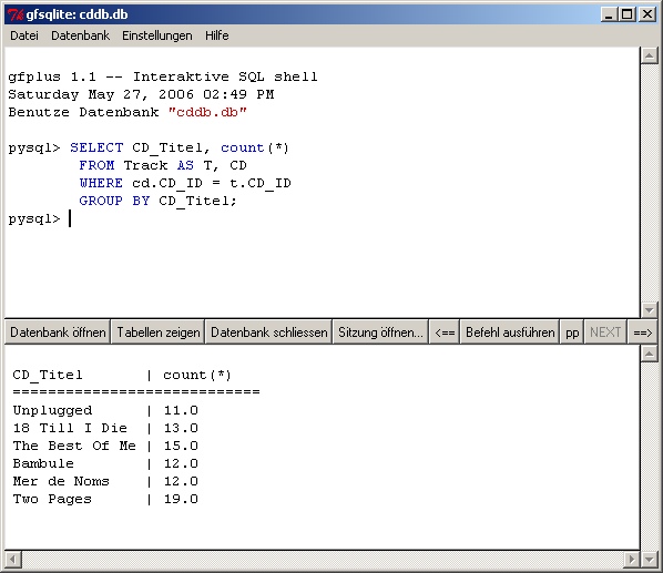 gfsqlite in Aktion