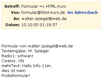 Formular in web.de